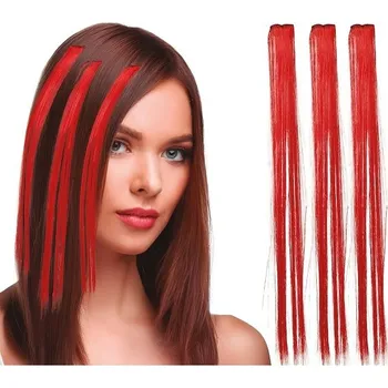 Paruka Guirca Příčesek do vlasů červený 50 cm 3 ks