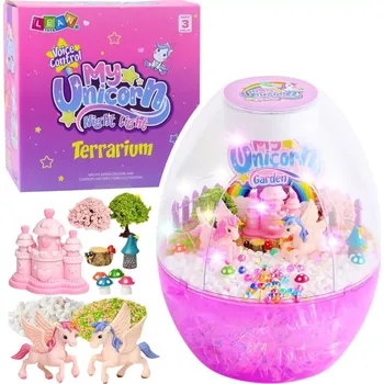 Lampička Kreativní sada – noční lampička terrarium jednorožci s hlasovým ovládáním DIY