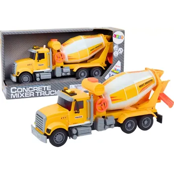autíčko Žlutá nákladní auta betonomíchačka s třecím pohonem světelné a zvukové efekty