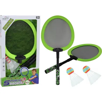 Badmintonová raketa Sada 2 badmintonových raket s 2 košíčky – zelené