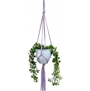 Obraz Držák Na Květináč makramé z boho provázku, STARORŮŽOVÁ