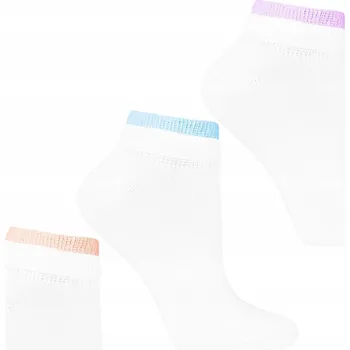 Dámské ponožky Dámské Ponožky Kotníkové Ponožky bavlněné bílé 3 páry barevné detaily MORAJ 38-41