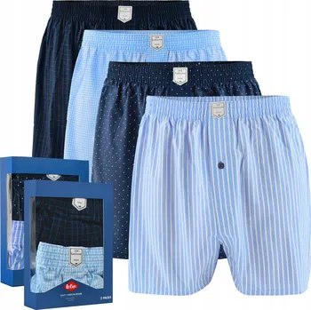 Lee Cooper Pánské volné boxerky 4 kusy Sada Bavlna Modré XL