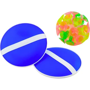 Desková hra Hra na zručnost s kulatými pálkami a míčkem s přísavkami Modrá