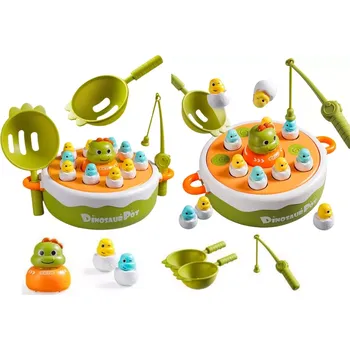 Dřevěná hračka Dřevěná magnetická hra lovení dinosaurů – zelená