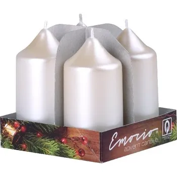 Emocio adventní válec 4ks 40x75 Perla bílé svíčky 4x76 gram 306 gram