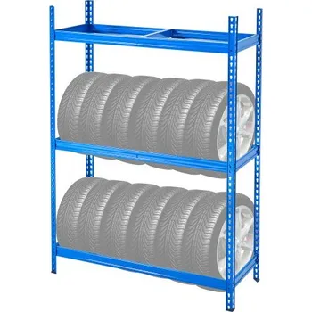 Uskladnění pneumatiky Stojan na pneumatiky VEVOR, držák na pneumatiky se 2 policemi, pojme až 12 standardních pneumatik, SPCC-SD, těžký kovový stojan na pneumatiky s nastavitelnou roztečí pro garážovou dílnu, nosnost 150 kg