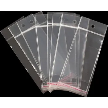 Obalový materiál PP sáček s lepicí klopou a závěsem 6x10,5 cm Varianta: transparent, Balení: 38000 ks