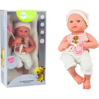 Panenka LEAN Toys Panenka v bílém a růžovém oblečení čepička dudlík a deka