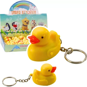 Přívěsek na klíče kachnička se světlem LED a zvukem – žlutá