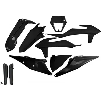 UFO sada plastů a kryty tlumičů KTM EXC 125 '20-'21, EXC 250 / 300 TPI '20-'23, EXC-F 250 / 350 / 450 / 500 '20-'23 (černá)