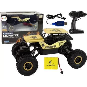 RC model auta Rc auto terénní 1:18 černé zlaté s vysokými koly