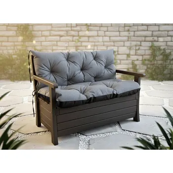 Zahradní lavice Prošívané sezení ELIAS, polstr na zahradní lavici - sedák s opěrkou, ŠEDÁ color 23, různé rozměry, Mybesthome Rozměr: 100x60x50 cm