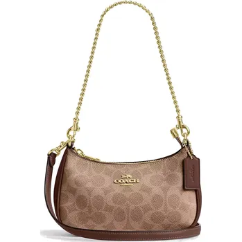 Módní doplněk COACH Kabelka Teri Mini Crossbody Bag In Signature Canvas Gold Tan Brown