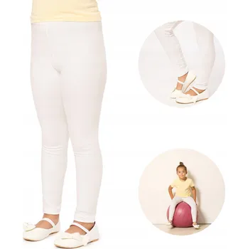 Dívčí oblečení Dívčí dlouhé legíny z bavlna MS10-225 Ecru 152