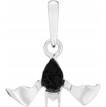 Přívěsek Jemný stříbrný přívěsek NETOPÝR s černou lávou