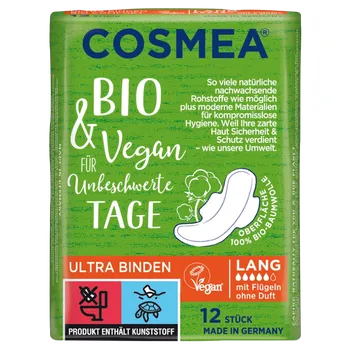 Cosmea Vložky Ultra Long s křidélky 12 ks eco ECO VEGAN Množství: 1 ks