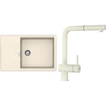 Kuchyňský dřez Set Schock S17-2 (dřez Tia D-100LS Magnolia + baterie Epos.120 Magnolia)