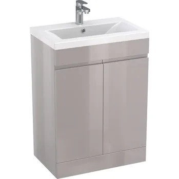 Koupelnový nábytek Koupelnová skříňka s umyvadlem TRENT 60 cm dvoudveřová šedá lesklá