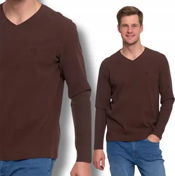 Pánské tričko PÁNSKÁ TRIČKO S DLOUHÝM RUKÁVEM MORAJ 100% BAVLNĚNÁ S VÝŠIVKOU, HNĚDÁ, VELIKOST XL