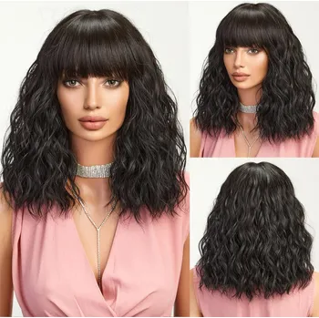 Paruka Grafitová černá mikádo paruka Kleopatra s ofinou