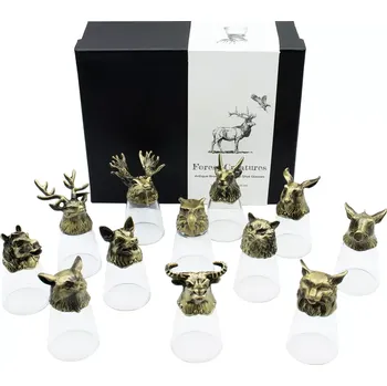 Kosmetická sada Dárková sada 12 panáků 25 ml – lesní a mystické bytosti se starožitnou bronzovou základnou 