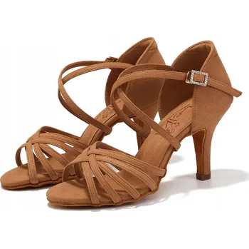 Dámské sandále Lelka taneční boty na latino 216 - hnědé (tan) - podpatek 8 cm, velikost 37