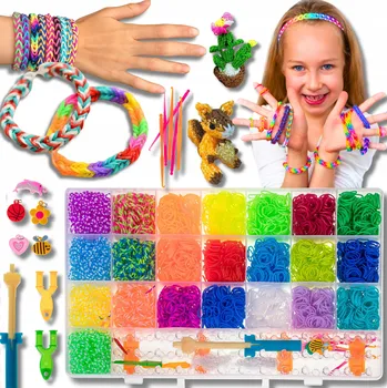 dětská sada na výrobu šperků Sada na výrobu náramků Bajkowy Kuferek 2000 gumiček + příslušenství