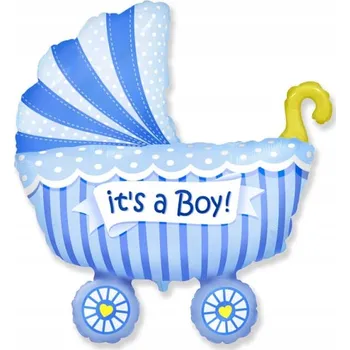 Balónek Fóliový balónek Kočárek modrý Baby Shower 35 cm (14")