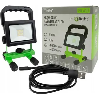 Halogenové LED pracovní světlo stavební 10W Přenosný reflektor do dílny Akumulátor