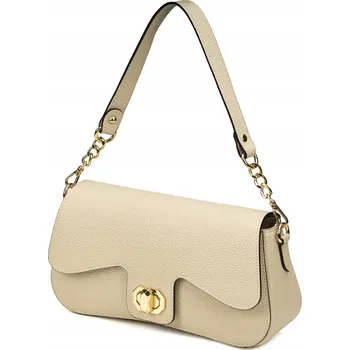 Kabelka Vera Pelle kabelka kožená kabelka přes rameno z pravé kůže béžová