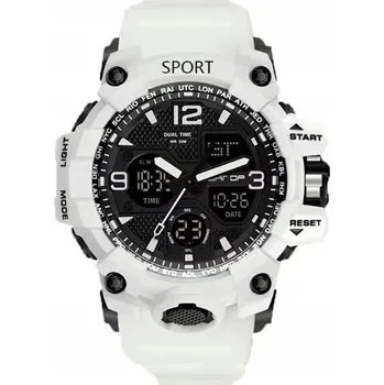 Hodinky BÍLÉ SPORTOVNÍ HODINKY ELEGANTNÍ VZHLED GUMOVÝ ŘEMÍNEK