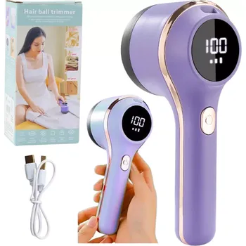 Odžmolkovač Elektrický odžmolkovač na tkaniny s LED displejem, 3 rychlosti – fialový