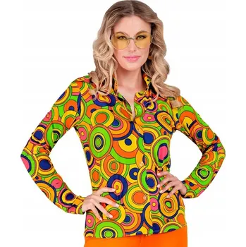Dámská košile Dámská košile ve stylu hippies, žluté kruhy, 70. léta, velikost L/XL