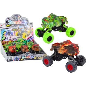 Hračka Autíčko dinosaurus s setrvačníkem – terénní, červené nebo zelené