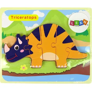 Hračka Dřevěné puzzle dinosauři – triceratops nebo ankylosaurus, oranžová