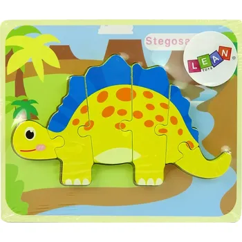 Puzzle Dřevěné puzzle dinosaurus – žlutý stegosaurus nebo žlutý oviraptor