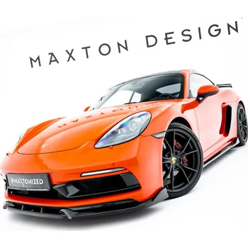 PC tuning Maxton Design spoiler pod přední nárazník v.3 pro Porsche Cayman GTS 982c, černý lesklý plast ABS