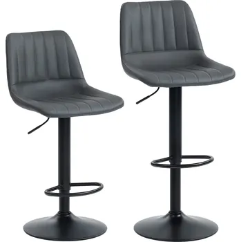 Barová židle HOMCOM Sada 2 barových židlí v retro designu, s podnožkou, výškově nastavitelná, 43 cm x 49,5 cm x 111 cm