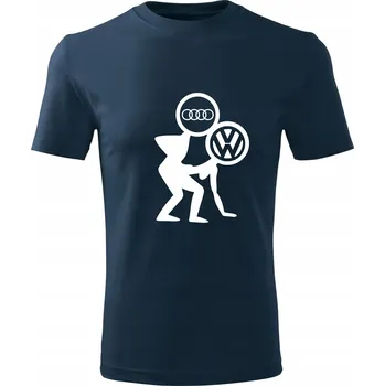 Pánská móda Tričko pánské tričko D198 AUDI VS FIAT tmavě modré vel S