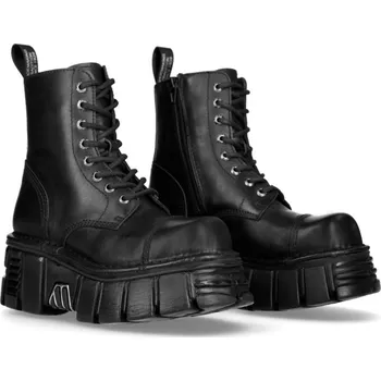 Pánská zimní obuv boty kožené unisex - CRUST NEGRO - NEW ROCK - M.NEWMILI083-S39 - 39