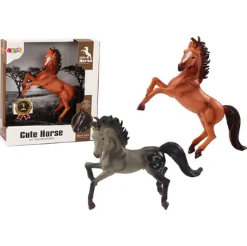 Hračka Figurka koně – hnědý nebo šedý stojící kůň do stájí a na farmu