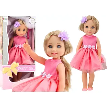 Panenka LEAN Toys Dlouhé vlasy pro panenky Růžové šaty Kartáč na vlasy 38cm