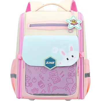 Školní batoh Pastelový školní batoh s králíkem a hrudním pásem 21L