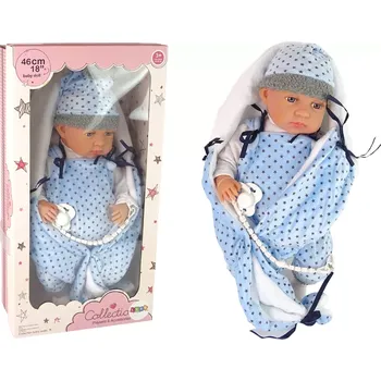 Panenka LEANToys Panenka Bobas 46cm Modrý dudlík Deka Hvězdička