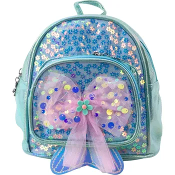 Dětský batoh Dětský batoh s třpytivou mašlí modrý 20cm 3,8L