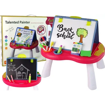 Magnetická kreslící tabulka Dětský stoleček s tabulemi 2v1 a hrou Člověče, nezlob se a hadi