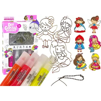 Hračka Sada vitrážových závěsek k malování – princezny, 6 ks