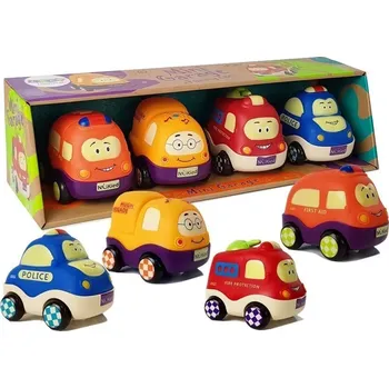 Modelovací hmota Lean Toys Sada policejních sanitek pro batolata s provázkem 4 kusy