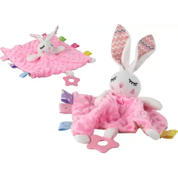 plyšák Plyšový králíček s kousátkem a chrastítkem